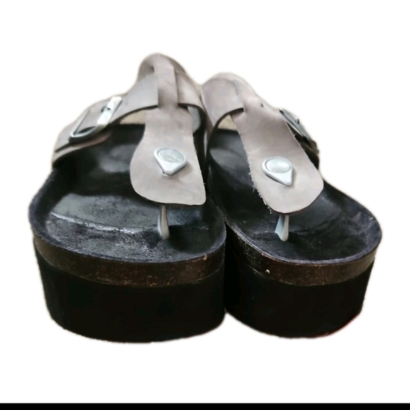 Jeffrey Campbell Womens Gray Leather Platform Trendy Thong 37 - Picture 4 of 10